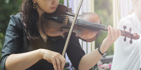 beautiful girl playing the violin