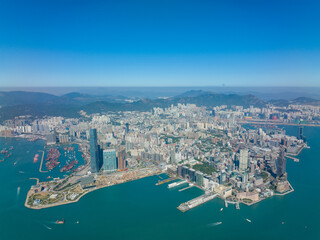 Obraz premium Drone fly over Hong Kong city