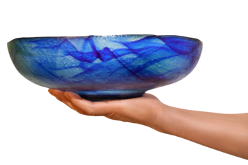 Gesture series: hand holding beautiful fruit bowl.