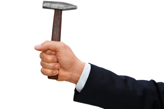 Gesture series: man hits with hammer.