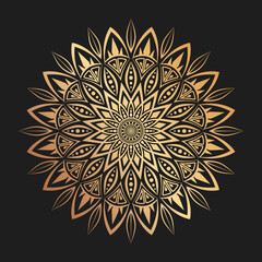 Vintage decorative golden mandala. Oriental pattern with arabic, islamic, indian, turkish, pakistan, moroccan, chinese, motifs. Psychedelic meditative ornamental design.