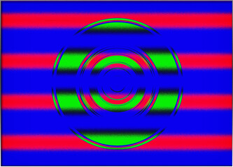 Obraz premium Abstract, Horizontal Lines, and Circles, within a Border, digital art