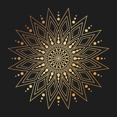 Vintage decorative golden mandala. Oriental pattern with arabic, islamic, indian, turkish, pakistan, moroccan, chinese, motifs. Psychedelic meditative ornamental design.