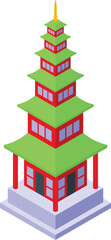 Palace temple icon isometric vector. Chinese pagoda. City structure
