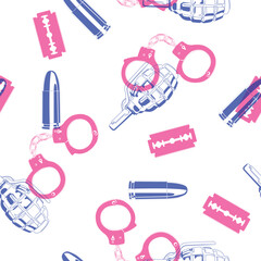 A dangerous pattern. Handcuffed and armed.