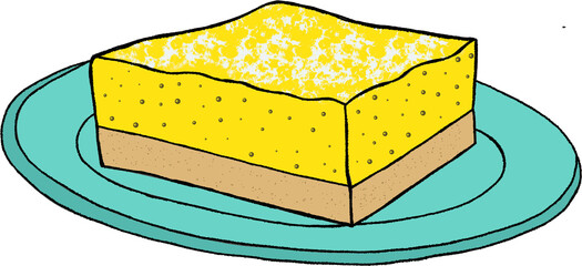 Lemon Bar, Lemon Square Slice on Dish