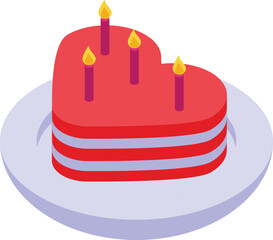 Cake heart icon isometric vector. Cupid romantic. Amour saint