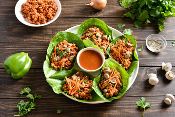 Asian minced meat lettuce wraps
