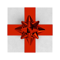 3d rendering illustration of a gift box with a star ribbon bow