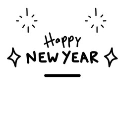 Happy New Year 2023, simple hand drawn, New year, Happy party,