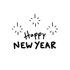 Happy New Year 2023, simple hand drawn, New year, Happy party,