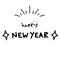 Happy New Year 2023, simple hand drawn, New year, Happy party,