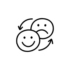 bipolar disorder doodle icon, vector color line illustration