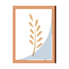 Wall picture with a photograph of landscape, nature and plants. Flat vector illustration