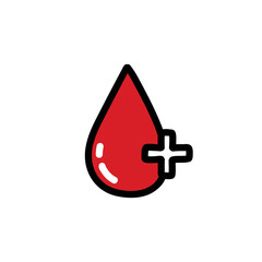 blood donation doodle icon, vector color line illustration