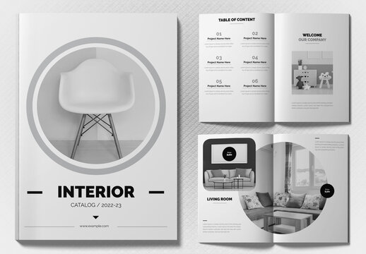 Interior Design Catalog Layout with Brown Accents