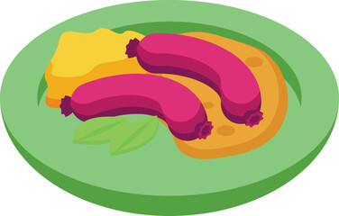 Austria sausage icon isometric vector. Austrian food. Cake menu