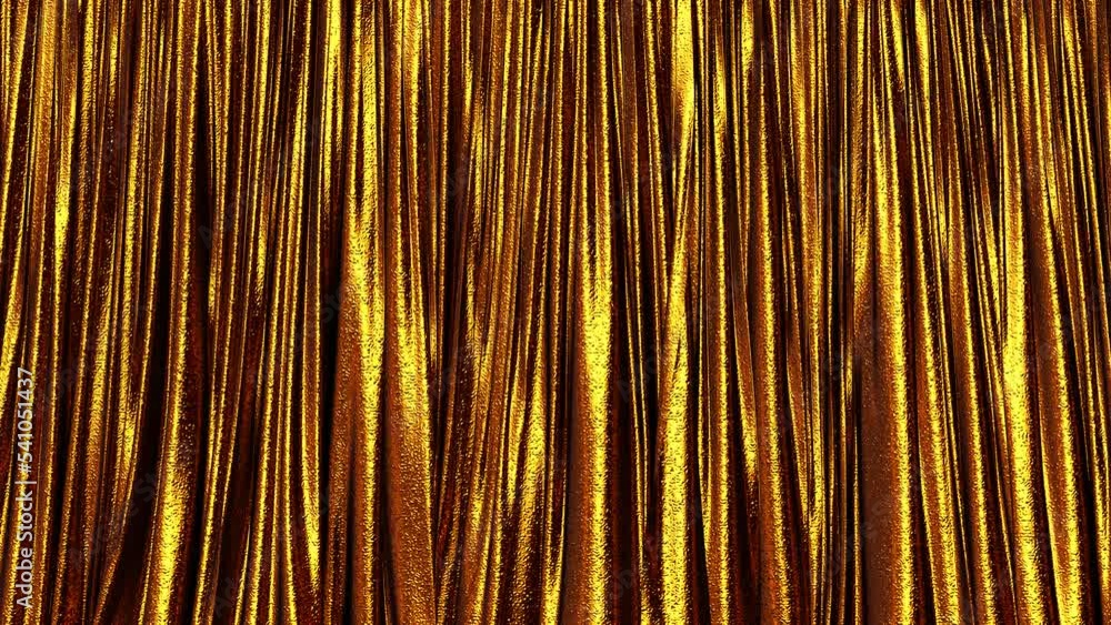 Aufkleber realistic 3d animation of the textured glossy golden metallic festive stage curtain rendered in uhd 