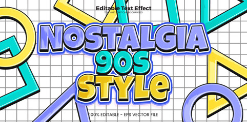 Nostalgia 90s style editable text effect in modern trend style