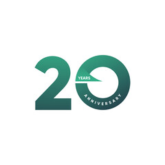 Simple Modern Number Twenty Aniversary Logo Design Template
