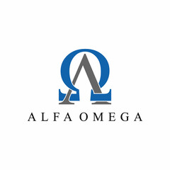 Alpha and Omega Greek Letter Symbol Logo Design Template