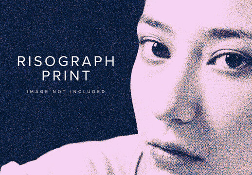 Pink and Purple Risograph Print Photo Effect Mockup