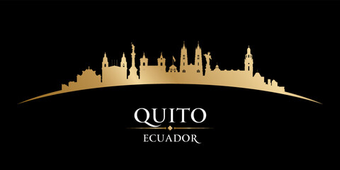 Quito Ecuador city silhouette black background