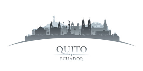 Quito Ecuador city silhouette white background - obrazy, fototapety, plakaty