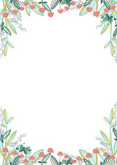 Fototapeta premium Frame with plants and mushrooms. Transparent background.