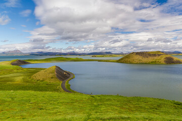 view over the pseudo crater of Skútustaðagígar, Iceland