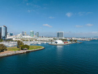Panorama aerial view of San Diego skyline and Waterfront. Beautiful skyline of San Diego.