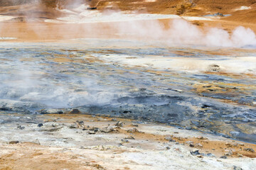 fuming mud pots  at the geothermal area of Hverarönd
