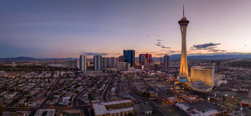 Tuinposter Panoramic aerial view of the Las Vegas Strip. Stretch of South Las Vegas Boulevard in Nevada that is known for its concentration of hotels and casinos. © ingusk