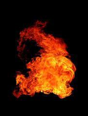 Fototapeta na wymiar Burning flame on black background