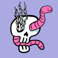 
human skull in cute minimalistic style