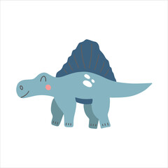 Cute dinosaur in doodle style. Vector illustration on a white background for decorating a children's room and textiles.
