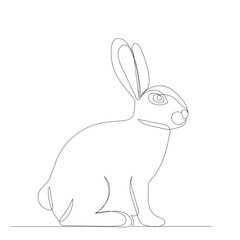 rabbit sitting one continuous line drawing, vector