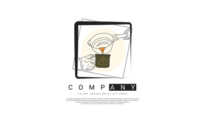 Camping Logo, sharing coffee while camping