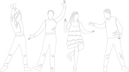 dancing people sketch ,outline isolated vector