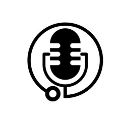 Medical podcast logo design template vector illustration