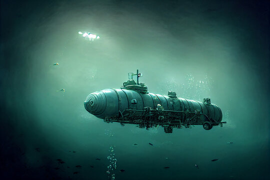 Image of a submarine underwater.