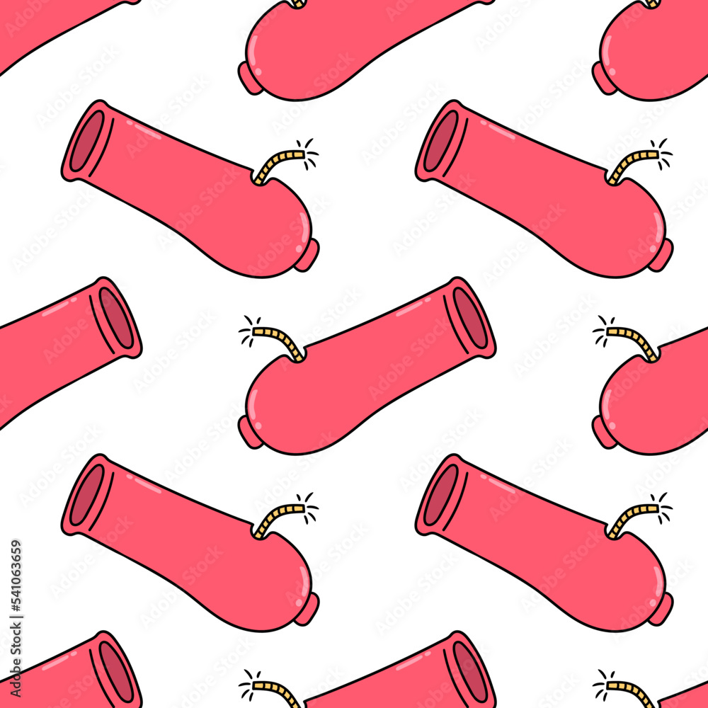 Poster seamless pattern of a bunch of red bombs isolated on a white background