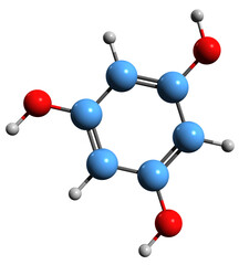 Obraz premium 3D image of Phloroglucinol skeletal formula - molecular chemical structure of polyphenol isolated on white background 