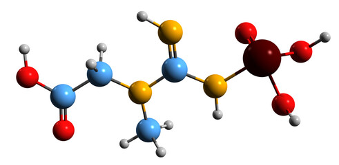  3D image of Phosphocreatine skeletal formula - molecular chemical structure of creatine phosphate isolated on white background