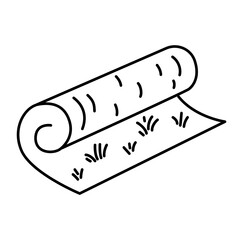 Turf roll icon. Artificial grass roll icon. Lawn roll representation. Vector illustration of rolled lawn real grass. 