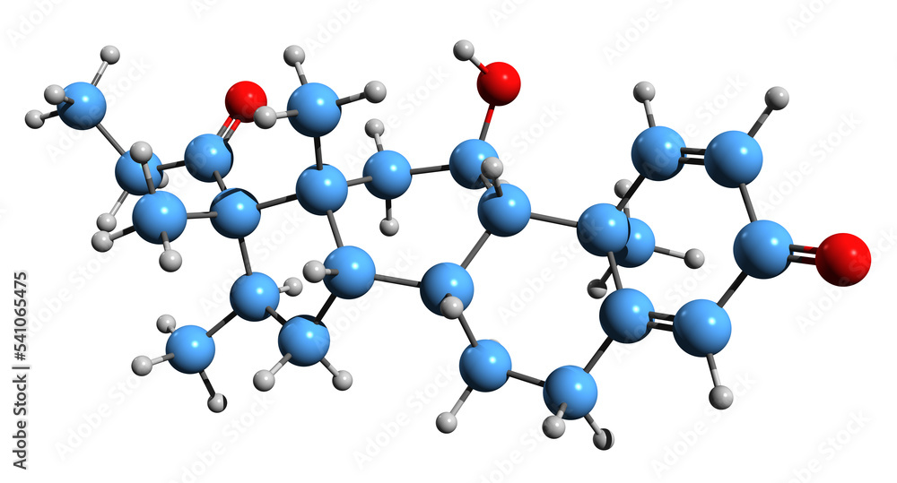 Poster 3d image of rimexolone skeletal formula - molecular chemical structure of glucocorticoid steroid iso