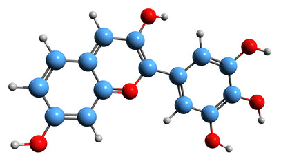  3D image of Robinetinidin skeletal formula - molecular chemical structure of  anthocyanidin isolated on white background