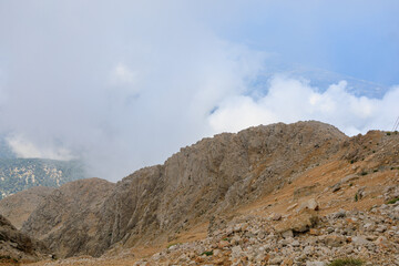 View from the top of Mount Tahtali of Antalya province in Turkey. Popular tourist spot for sightseeing and skydiving