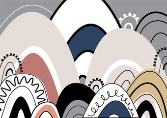 Trending abstract vector background vector illustration in kontur style. Minimalist art with rainbows in monochrome and color.