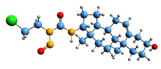  3D image of Sturamustine skeletal formula - molecular chemical structure of dehydroepiandrosterone isolated on white background